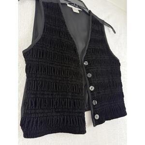Vintage 90s Womens Small Black Velvet Vest Ruched The Limited Whimsy Goth